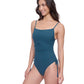 Side View of Profile By Gottex Exclusive C-Cup Underwire Square Neck One Piece Swimsuit | PROFILE TEAL