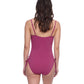 Back View of Profile By Gottex Exclusive C-Cup Underwire Square Neck One Piece Swimsuit | PROFILE PLUM