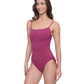 Side View of Profile By Gottex Exclusive C-Cup Underwire Square Neck One Piece Swimsuit | PROFILE PLUM