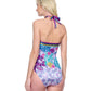 Back View Of Gottex Bali High Neck Underwire Crisscross Halter One Piece Swimsuit | GOTTEX BALI