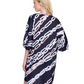 Back View Of Gottex Bejeweled Belted Kimono Flutter Sleeve with Tie Swim Cover up | Gottex Bejeweled Black White Cream