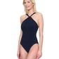 Side View Of Gottex Beaute Luxury High Neck Twist Halter One-Piece Swimsuit | Gottex Beauty Black