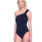 Side View Of Gottex Beaute Luxury One Shoulder One Piece Swimsuit | Gottex Beauty Black