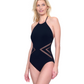 Side View Of Gottex Day Dreamer High Neck Halter One Piece Swimsuit | Gottex Day Dreamer Black