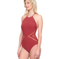 Side View Of Gottex Day Dreamer High Neck Halter One Piece Swimsuit | Gottex Day Dreamer Spice