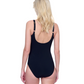 Back View Of Gottex Day Dreamer Full Coverage Square Neck One Piece Swimsuit | Gottex Day Dreamer Black