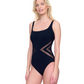 Side View Of Gottex Day Dreamer Full Coverage Square Neck One Piece Swimsuit | Gottex Day Dreamer Black