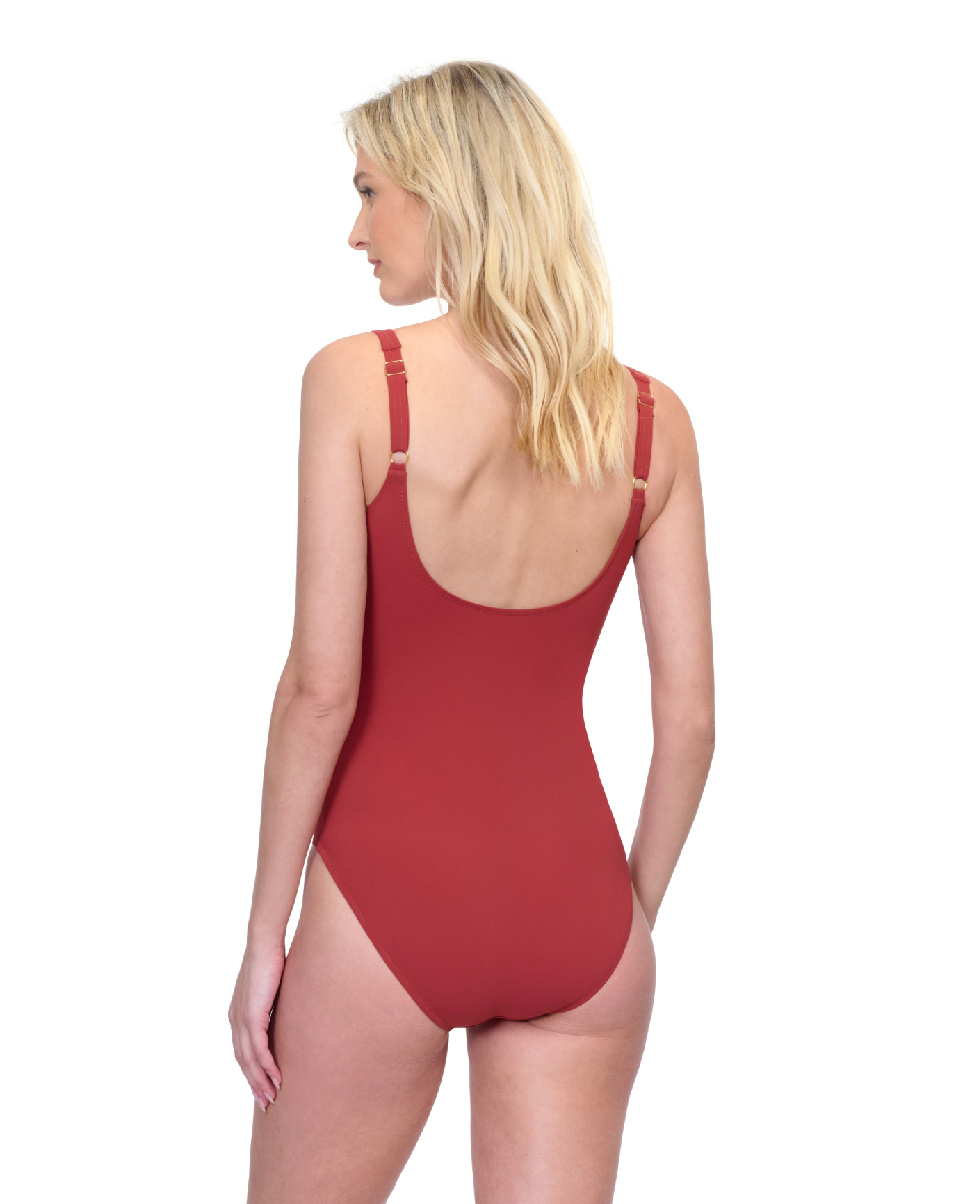 Back View Of Gottex Day Dreamer Full Coverage Square Neck One Piece Swimsuit | Gottex Day Dreamer Spice