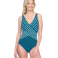 Front View Of Gottex Embrace V-Neck Surplice One Piece Swimsuit | GOTTEX EMBRACE TEAL