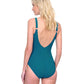 Back View Of Gottex Embrace V-Neck Surplice One Piece Swimsuit | GOTTEX EMBRACE TEAL