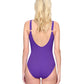 Back View Of Gottex Embrace V-Neck Surplice One Piece Swimsuit | GOTTEX EMBRACE PURPLE