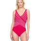 Front View Of Gottex Embrace V-Neck Surplice One Piece Swimsuit | GOTTEX EMBRACE FUCHSIA