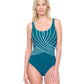 Front View Of Gottex Embrace Full Coverage Square Neck One Piece Swimsuit | GOTTEX EMBRACE TEAL