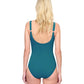 Back View Of Gottex Embrace Full Coverage Square Neck One Piece Swimsuit | GOTTEX EMBRACE TEAL