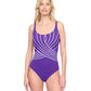 Front View Of Gottex Embrace Full Coverage Square Neck One Piece Swimsuit | GOTTEX EMBRACE PURPLE