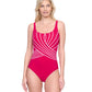 Front View Of Gottex Embrace Full Coverage Square Neck One Piece Swimsuit | GOTTEX EMBRACE FUCHSIA