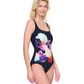 Side View Of Gottex Enchanted Sun Full Coverage Square Neck One Piece Swimsuit | Gottex Enchanted Sun Black Multi