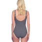 Back View Of Gottex Golden Chic Full Coverage Square Neck One Piece Swimsuit | Gottex Golden Chic Black Cream