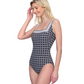 Side View Of Gottex Golden Chic Full Coverage Square Neck One Piece Swimsuit | Gottex Golden Chic Black Cream