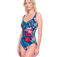 Back View Of Gottex Garden Dream Sweetheart Neck One Piece Swimsuit | Gottex Garden Dream Navy Multi