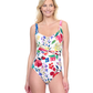 Front View Of Gottex Garden Dream Sweetheart Neck One Piece Swimsuit | Gottex Garden Dream Off White Multi