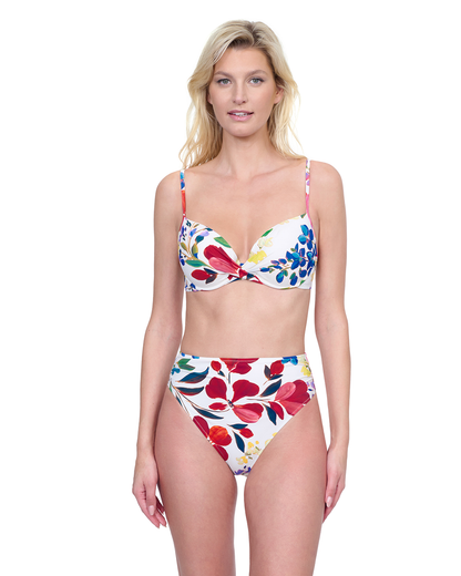 Front View Of Gottex Garden Dream C Cup Molded Bikini Bra | Gottex Garden Dream Off White Multi