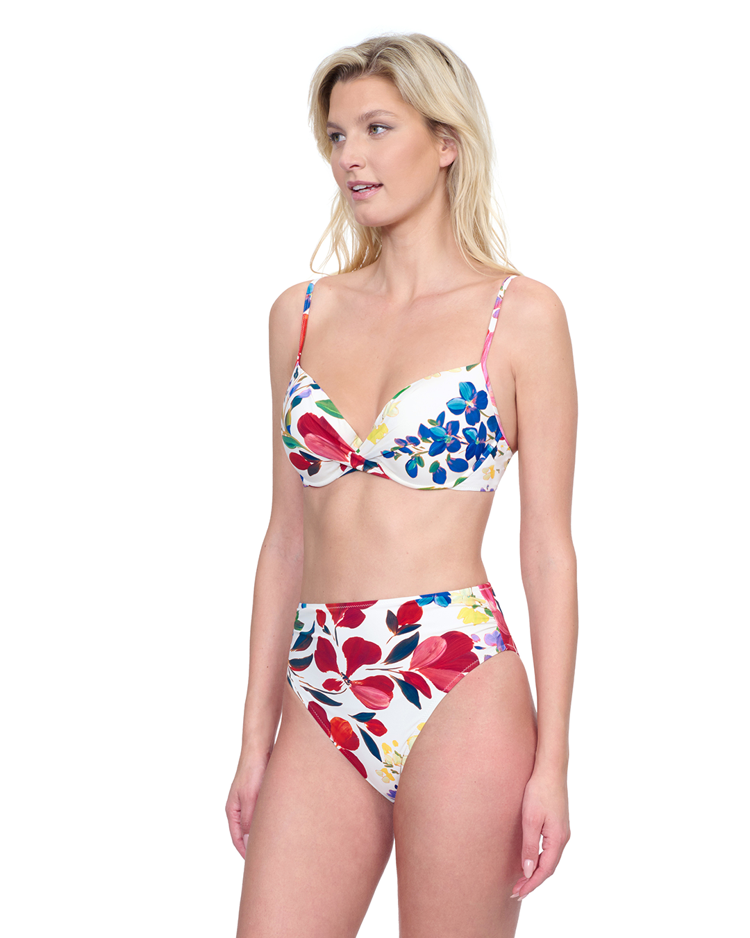 Side View Of Gottex Garden Dream C Cup Molded Bikini Bra | Gottex Garden Dream Off White Multi