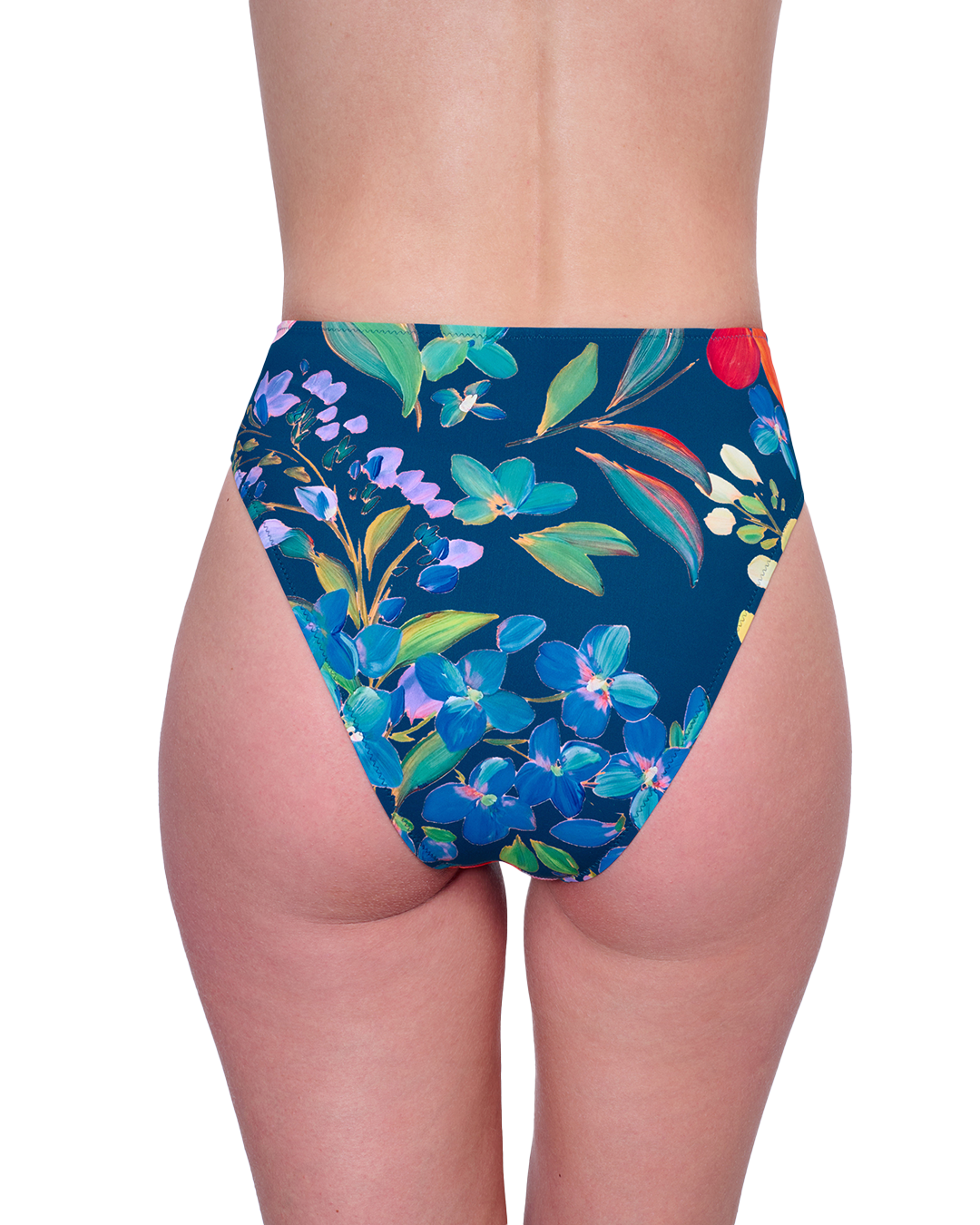 Back View Of Gottex Garden Dream High Waist Swim Bottom | Gottex Garden Dream Navy Multi