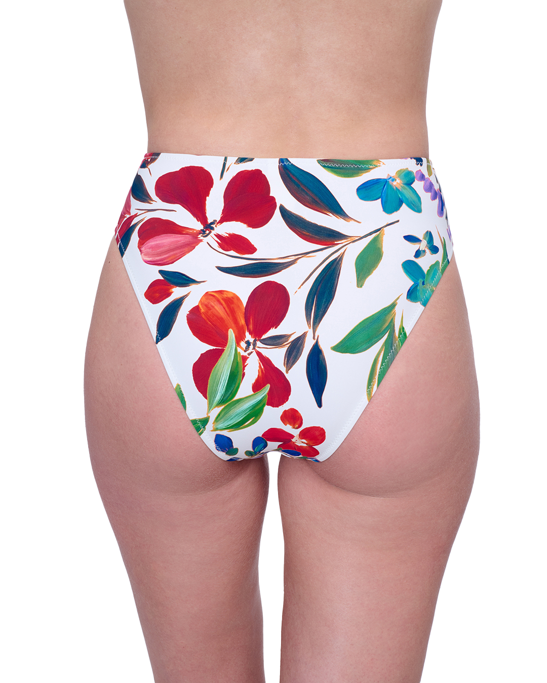 Back View Of Gottex Garden Dream High Waist Swim Bottom | Gottex Garden Dream Off White Multi