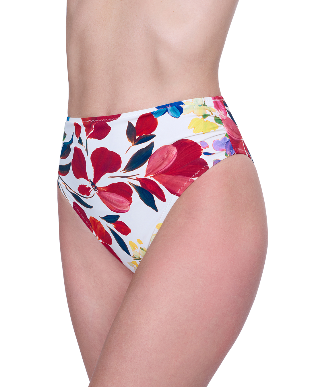 Side View Of Gottex Garden Dream High Waist Swim Bottom | Gottex Garden Dream Off White Multi