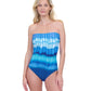 Front View Of Gottex Golden Hour Bandeau Strapless One Piece Swimsuit | GOTTEX GOLDEN HOUR BLUE