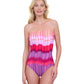 Front View Of Gottex Golden Hour Bandeau Strapless One Piece Swimsuit | GOTTEX GOLDEN HOUR PINK