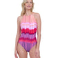 Front View Of Gottex Golden Hour High Neck Halter One Piece Swimsuit | GOTTEX GOLDEN HOUR PINK