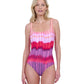 Front View Of Gottex Golden Hour Full Coverage Square Neck One Piece Swimsuit | GOTTEX GOLDEN HOUR PINK