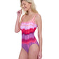 Side View Of Gottex Golden Hour Full Coverage Square Neck One Piece Swimsuit | GOTTEX GOLDEN HOUR PINK