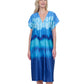 Front View Of Gottex Golden Hour V-Neck Long Tunic Cover Up | GOTTEX GOLDEN HOUR BLUE