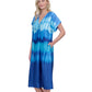 Side View Of Gottex Golden Hour V-Neck Long Tunic Cover Up | GOTTEX GOLDEN HOUR BLUE