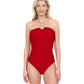 Front View Of Gottex Harbourside Textured Knotted Bandeau Halter One Piece Swimsuit | GOTTEX HARBOURSIDE RUBY