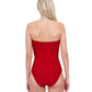 Back View Of Gottex Harbourside Textured Knotted Bandeau Halter One Piece Swimsuit | GOTTEX HARBOURSIDE RUBY