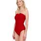 Side View View Of Gottex Harbourside Textured Knotted Bandeau Halter One Piece Swimsuit | GOTTEX HARBOURSIDE RUBY