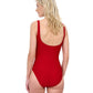 Back View Of Gottex Harbour Side Textured Full Coverage Square Neck One Piece Swimsuit | GOTTEX HARBOURSIDE RUBY