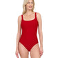 Front View Of Gottex Harbour Side Textured Full Coverage Square Neck One Piece Swimsuit | GOTTEX HARBOURSIDE RUBY