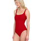 Side View View Of Gottex Harbour Side Textured Full Coverage Square Neck One Piece Swimsuit | GOTTEX HARBOURSIDE RUBY