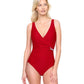 Front View Of Gottex Harbourside Textured Full Coverage Surplice One Piece Swimsuit | GOTTEX HARBOURSIDE RUBY