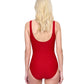 Back View Of Gottex Harbourside Textured Full Coverage Surplice One Piece Swimsuit | GOTTEX HARBOURSIDE RUBY