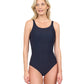 Front View Of Gottex Harbourside Textured Mastectomy High Neck One Piece Swimsuit | GOTTEX HARBOURSIDE BLACK