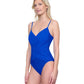 Side View Of Gottex Lattice V-Neck One Piece Swimsuit | GOTTEX LATTICE ROYAL