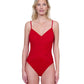 Front View Of Gottex Lattice V-Neck One Piece Swimsuit | GOTTEX LATTICE RED