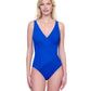 Front View Of Gottex Lattice V-Neck Surplice One Piece Swimsuit | GOTTEX LATTICE ROYAL