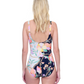 Back View Of Gottex Memories of Capri Full Coverage Square Neck One Piece Swimsuit | Gottex Memories of Capri Black Multi